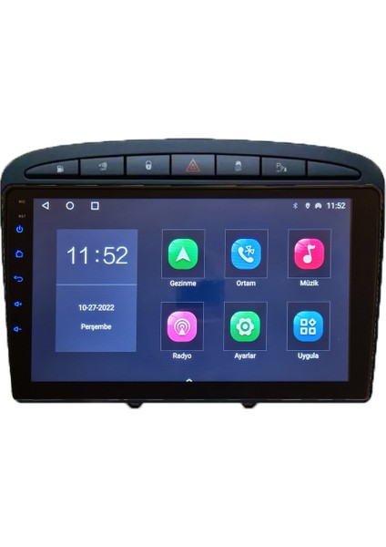 Peugeot 308 （2008-2013 Yıl） Android Sürüm 13 Kablosuz Carplay Navigasyon Multimedya 9 Inç Ekran 4G Ram + 64GB Hafıza Çerçeveli ve arka görüş kameralı