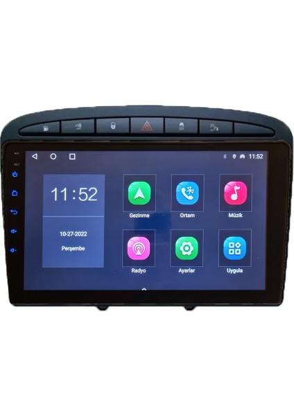 Peugeot 308（2008-2013 Yıl ） Android Sürüm 13 Kablosuz Carplay Navigasyon Multimedya 9 Inç Ekran 2G Ram+ 32GB Hafıza Çerçeveli ve arka görüş kameralı