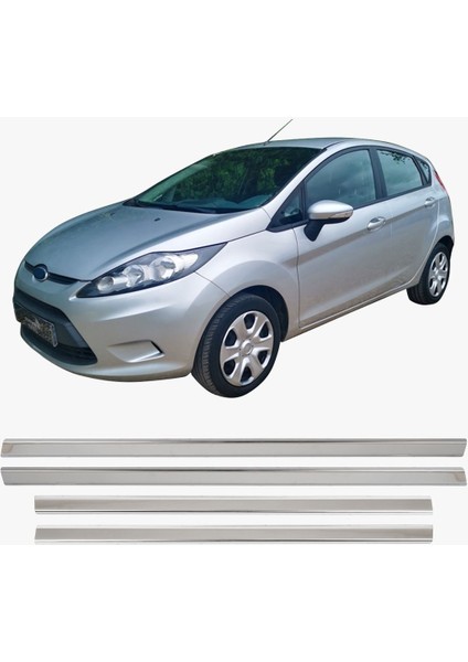 Ford Fiesta Uyumlu 2002-2009 Krom Cam Çıtası 4 Parça Paslanmaz Çelik