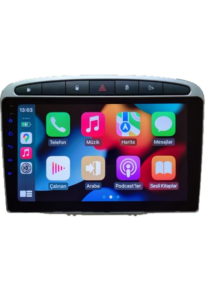 Peugeot 308 （2008-2013 Yıl ）4G Ram + 32GB Android Sürüm 13 Kablosuz Carplay Navigasyon Multimedya 9 Inç Ekran Çerçeveli ve arka görüş kameralı indirimleri