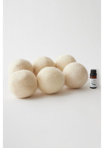 Yün Çamaşır Kurutma Topu- 6 Adet Xl %100 Organik (5 ml Esans Hediye)