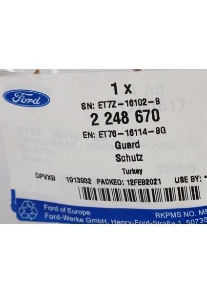 Çamurluk Davlumbazı Ön Sağ Ford Courıer Bm 14- (Oem No: Et76 16114 Bg)