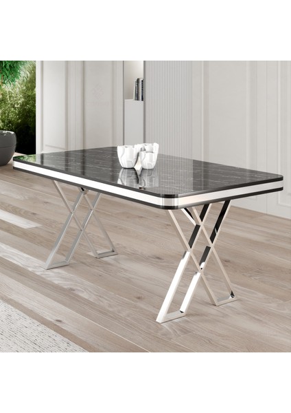 Rigel Serisi 80x130 Lak Panel Sabit Masa Krom Ayaklı