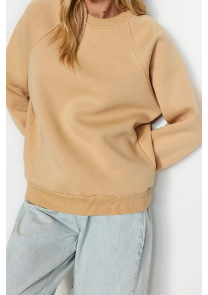 Kadın Moda Şık Oversize Bisiklet Yaka Düşük Kol Uzun Rahat Kalıp Basic Reglan Kol Örme Sweatshirt fiyatları