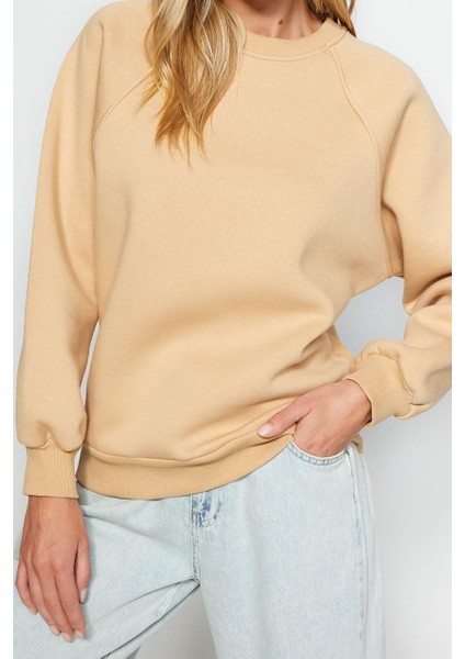 Kadın Moda Şık Oversize Bisiklet Yaka Düşük Kol Uzun Rahat Kalıp Basic Reglan Kol Örme Sweatshirt fırsatları