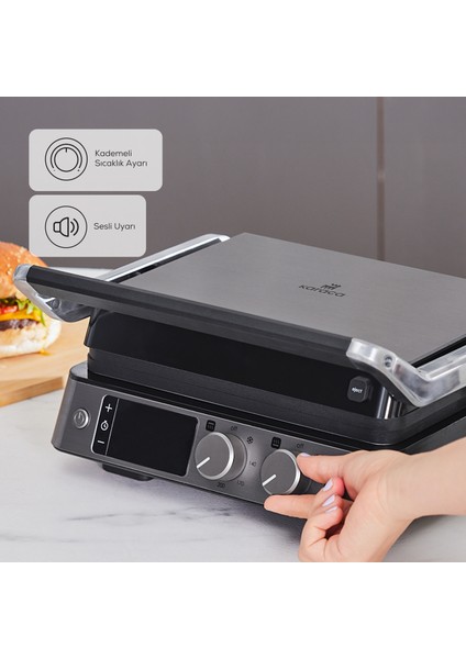 Sear And Grill Inox Yapışmaz Döküm Plakalı 2 Sı 1 Arada Izgara ve Tost Makinesi 2000W