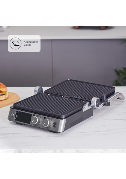 Sear And Grill Inox Yapışmaz Döküm Plakalı 2 Sı 1 Arada Izgara ve Tost Makinesi 2000W