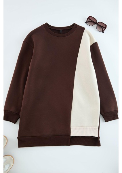 Tesettür Tarz Oversize Bisiklet Yaka Standart Kol Uzun Sweatshirt