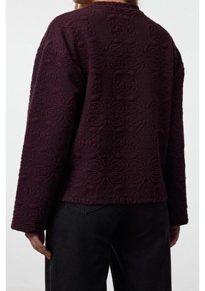 Tarz Regular Bisiklet Yaka Standart Kol Regular Jakarlı Normal Kalıp Örme Sweatshirt fırsatları
