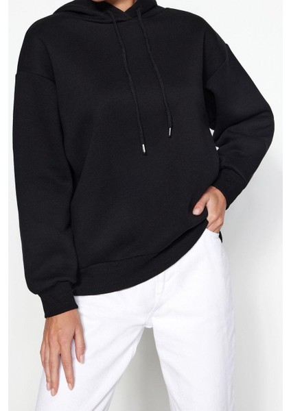 Regular Kapüşonlu Standart Kol Regular Kapüşonu Slogan Baskılı Geniş Kesim Örme Sweatshirt modelleri