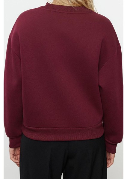 Tarz Relaxed Dik Yaka Düşük Kol Regular Kalın Içi Polarlı Rahat Kalıp Örme Sweatshirt fırsatları