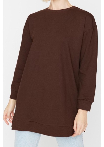 Tesettür Tarz Regular Bisiklet Yaka Düşük Kol Uzun 2li Paket Basic Örme Sweatshirt fiyatları