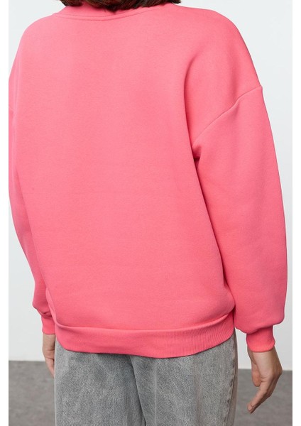 Regular V Yaka Düşük Kol Regular Basic Normal Kalıp V Yaka Kalın Içi Polarlı Örme Sweatshirt fırsatları