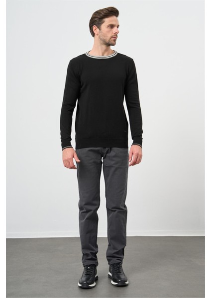 Siyah Uzun Kol Düz Örme Bisiklet Yaka Classic Slim Fit Triko 1012245108 indirimleri