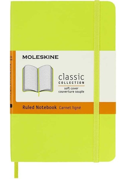 Yumuşak Kapak Çizgili Defter Cep Boy 9X14 cm 192 Sayfa Limon Yeşili