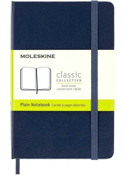 Sert Kapak Çizgisiz Defter Cep Boy 9X14 cm 192 Sayfa Safir Mavi
