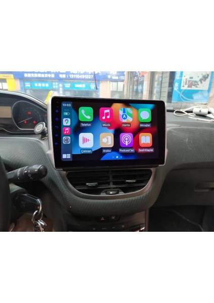 Peugeot 208 (2012-2020 Yıl) / Peugeot 2008(2013-2019)Multimedya Android Sürüm 13 Kablosuz Carplay Navigasyon 10.2 Inç 4G Ram + 32GB Hafıza Çerçeveli ve arka görüş kameralı