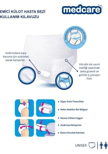 Maxi Emici Külot - Yetişkin Hasta Bezi - Large Beden - 8 Damla - 30'lu Paket x 8 Adet