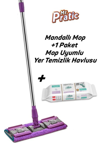 Mandallı Mop Çok Amaçlı Paspas 1 Paket Yer Temizlik Havlusu Hediye Kıskaçlı Yengeç Mop