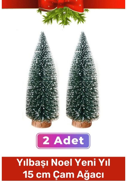 Mini Çam Masaüstü Minyatür Dekorasyon Küçük Süs Kar Yeni Yıl Noel Yapay Sedir Ağacı 15CM 2 Adet