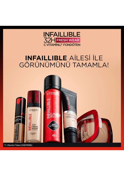 L'Oréal Paris Infaillible 32H Fresh Wear C Vitaminli Fondöten - 130 True Beige Kapatıcı