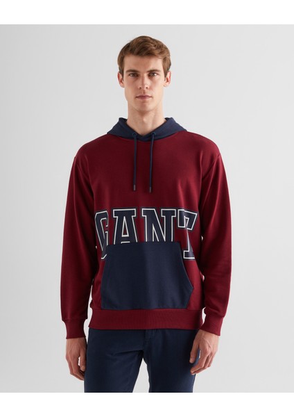 Erkek Bordo Regular Fit Kapüşonlu Logolu Sweatshirt 2524341T.604