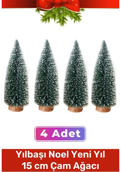 Mini Çam Masaüstü Minyatür Dekorasyon Küçük Süs Kar Yeni Yıl Noel Yapay Sedir Ağacı 15CM 4 Adet