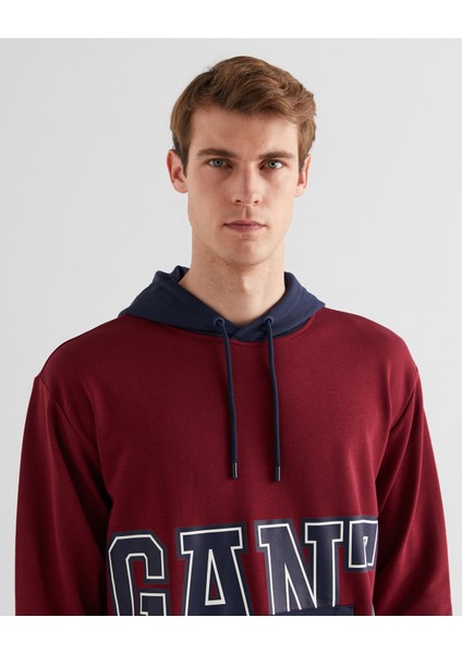 Erkek Bordo Regular Fit Kapüşonlu Logolu Sweatshirt 2524341T.604