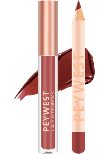 2'li Ruj ve Lipliner Dudak Kalem Seti Autumn Coffee Renk Lip Liner And Lip Gloss