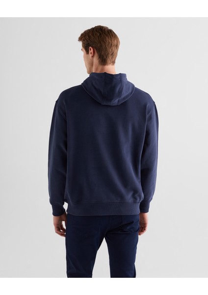 Erkek Lacivert Relaxed Fit Kapüşonlu Logolu Sweatshirt 2524338T.410
