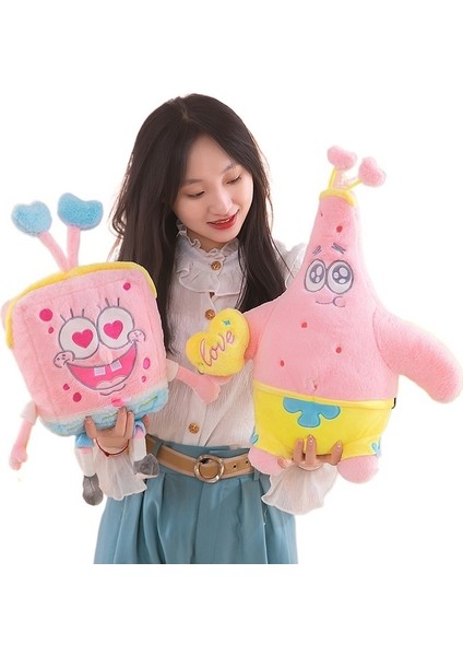 Pembe Spongebob Squarepants Doll Patrick Star Doll Peluş Oyuncak Bez Bebek (Yurt Dışından)