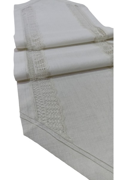 Elişi Dantelli Krem Runner