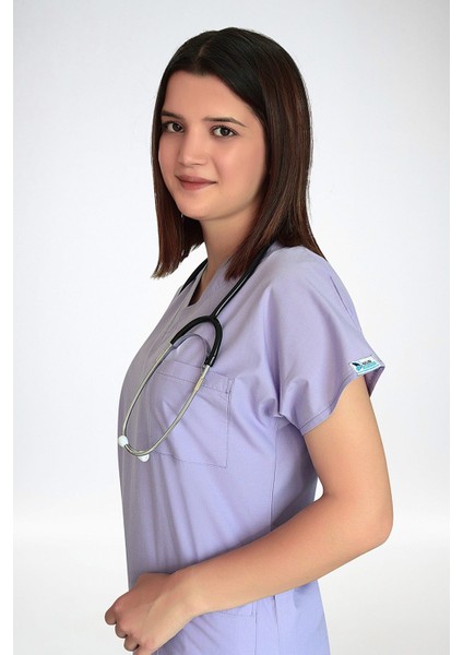 Lila Renk Likralı Doktor Hemşire Cerrahi Tek Üst Forma fiyatları