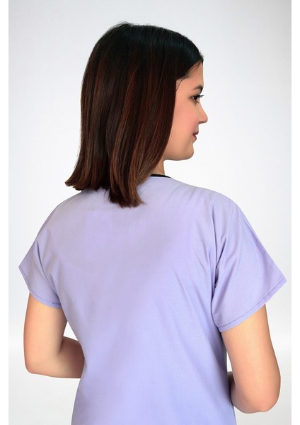 Lila Renk Likralı Doktor Hemşire Cerrahi Tek Üst Forma modelleri