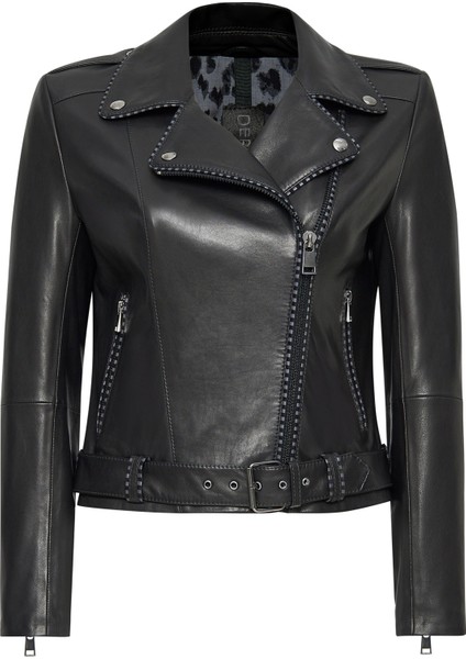 Angel-X Kadın Siyah Biker Deri Ceket 24WGD5264VE