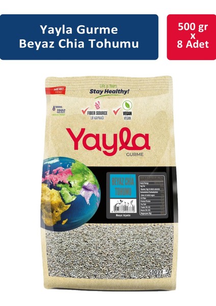 Gurme Beyaz Chia Tohumu 500 gr x 8 Adet