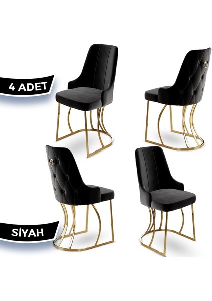 Puva Serisi 4 Adet Sandalye Babyface Ithal Kumaş Gold Metal Ayaklı fiyatları