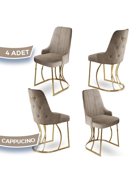 Puva Serisi 4 Adet Sandalye Babyface Ithal Kumaş Gold Metal Ayaklı