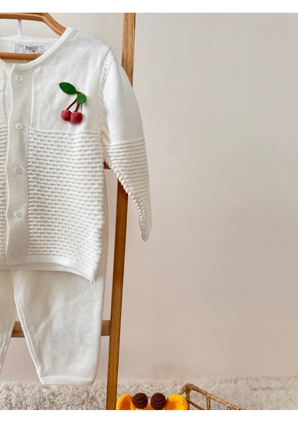 Organik Pamuklu Kız Bebek Alt Üst Triko Takım Ekru fiyatları