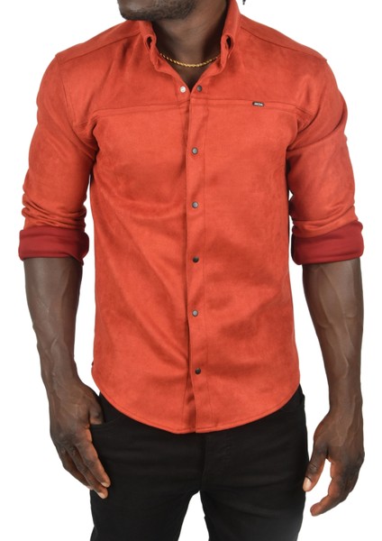 Likralı Çıtçıtlı Kırışmayan Süet Kumaş Slim Fit Cepsiz Mevsimlik Gömlek 2500556 fırsatları