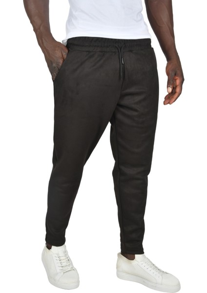 Beli Lastikli Bağcıklı Kırışmayan Süet Kumaş Rahat Kesim Dar Paça Spor Pantolon 2505556