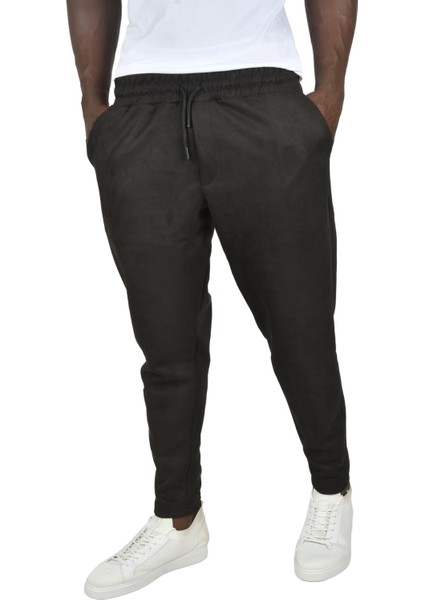 Beli Lastikli Bağcıklı Kırışmayan Süet Kumaş Rahat Kesim Dar Paça Spor Pantolon 2505556