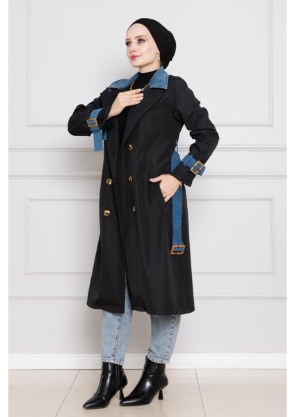 Kot Detaylı Trençkot-Siyah modelleri