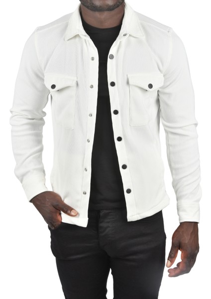 Örme Kumaş Gömlek Yaka Cepli Çıtçıtlı Slim Fit Spor Ceket 2500558