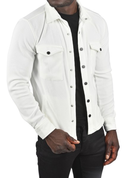 Örme Kumaş Gömlek Yaka Cepli Çıtçıtlı Slim Fit Spor Ceket 2500558