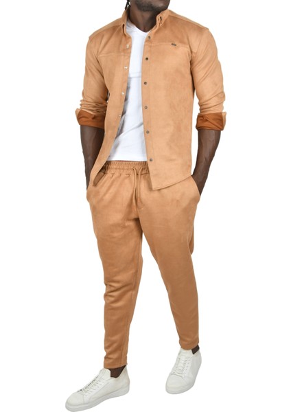 Beli Lastikli Bağcıklı Kırışmayan Süet Kumaş Rahat Kesim Dar Paça Spor Pantolon 2505556 fırsatları