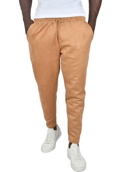 Beli Lastikli Bağcıklı Kırışmayan Süet Kumaş Rahat Kesim Dar Paça Spor Pantolon 2505556 indirimleri