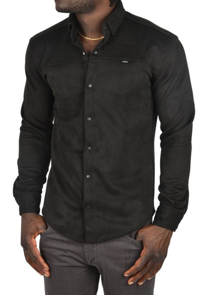 Likralı Çıtçıtlı Kırışmayan Süet Kumaş Slim Fit Cepsiz Mevsimlik Gömlek 2500556 indirimleri