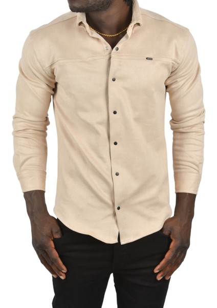 Likralı Çıtçıtlı Kırışmayan Süet Kumaş Slim Fit Cepsiz Mevsimlik Gömlek 2500556 fırsatları
