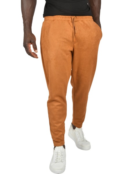 Beli Lastikli Bağcıklı Kırışmayan Süet Kumaş Rahat Kesim Dar Paça Spor Pantolon 2505556 fırsatları